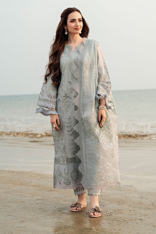 Nureh | Khuwab Luxury Lawn | NE-145 XS Pastel Gray Lawn