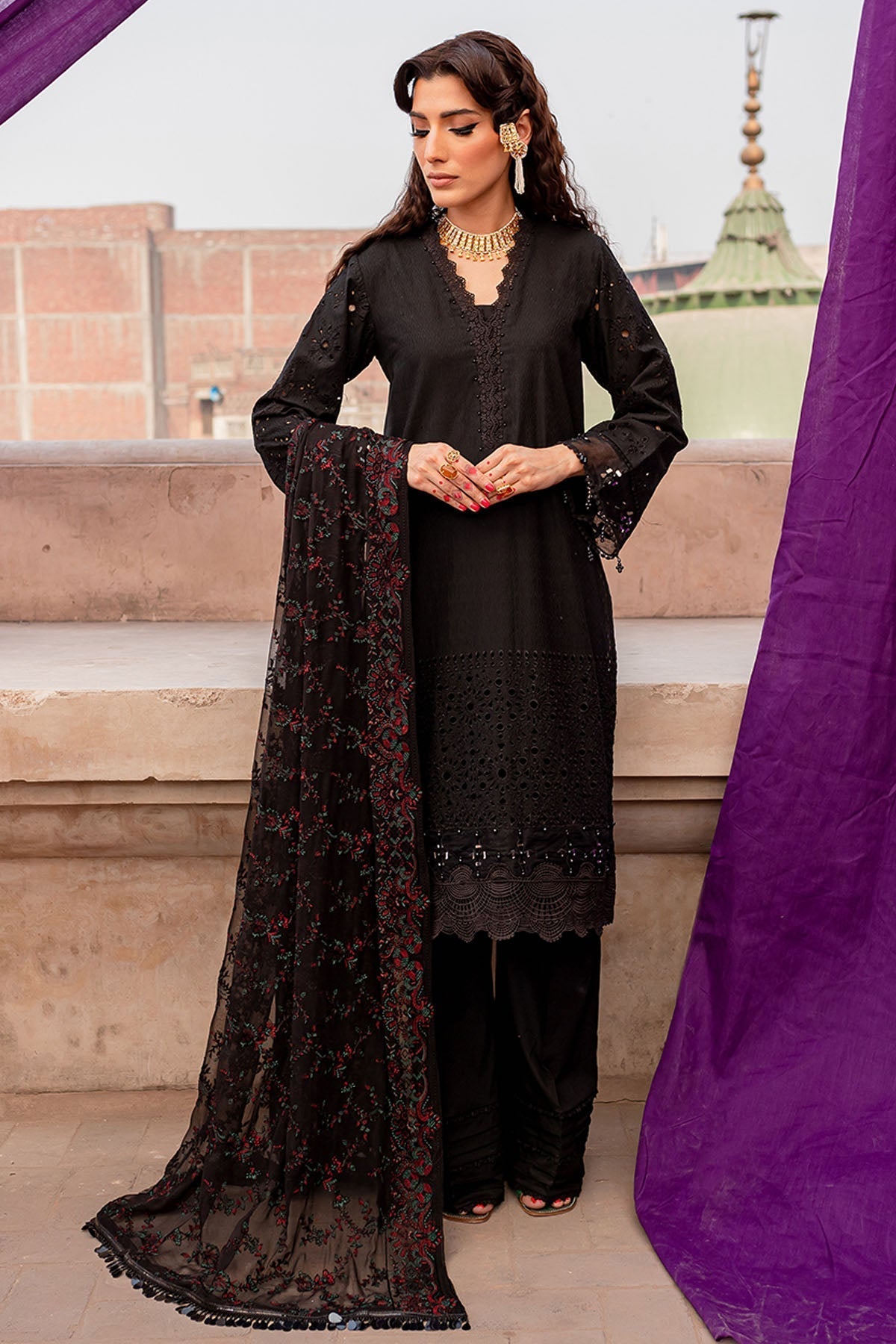 Nureh | Lawn Jacquard | NS-80 XL Black Jacquard Lawn