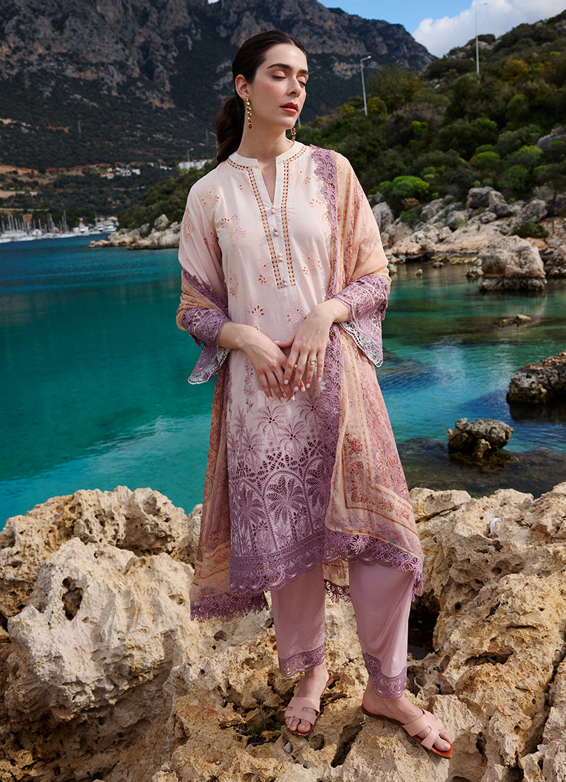 Image | Lawnkari 25 | Ivy XS Peach Pink Cotton Lawn