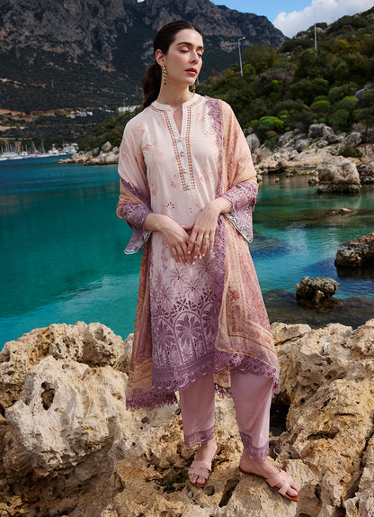 Image | Lawnkari 25 | Ivy XS Peach Pink Cotton Lawn