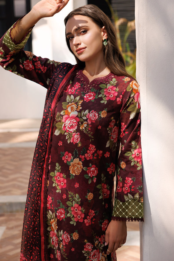 Farasha | Printed Essentials | Floral Berry L Dark Plum Lawn