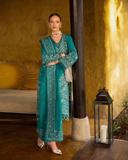 Faiza Saqlain | Zinnia Lawn 25 | Calla S Emerald Green Lawn