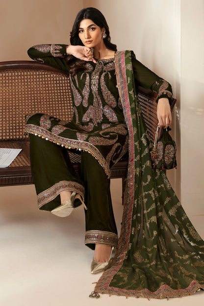 Jazmin | Velvet Edit 24 | VF-2023 S Dark Mehndi Velvet