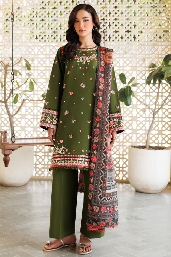 Farasha | Summer Weaves Embroidered Lawn | Olivine Dreams XS Olive Green Lawn