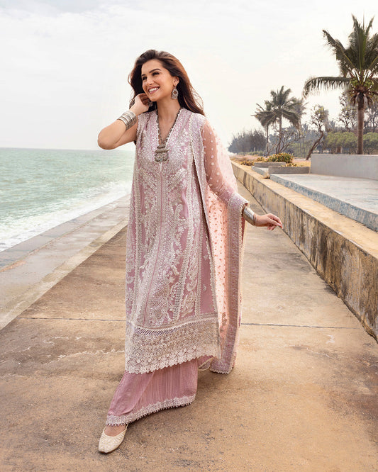 Faiza Saqlain | Zinnia Lawn 25 | Amaryllis XS Powder Pink Lawn