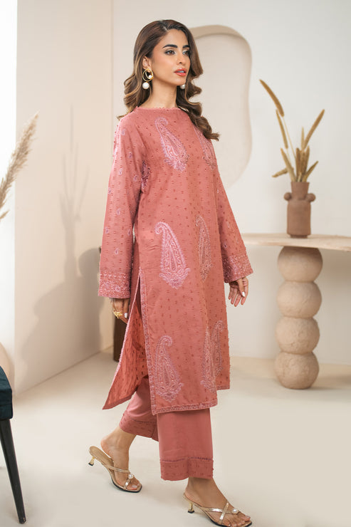 Declare | Eid Collection 25 | PB01066 L Champagne Pink Brosha Lawn