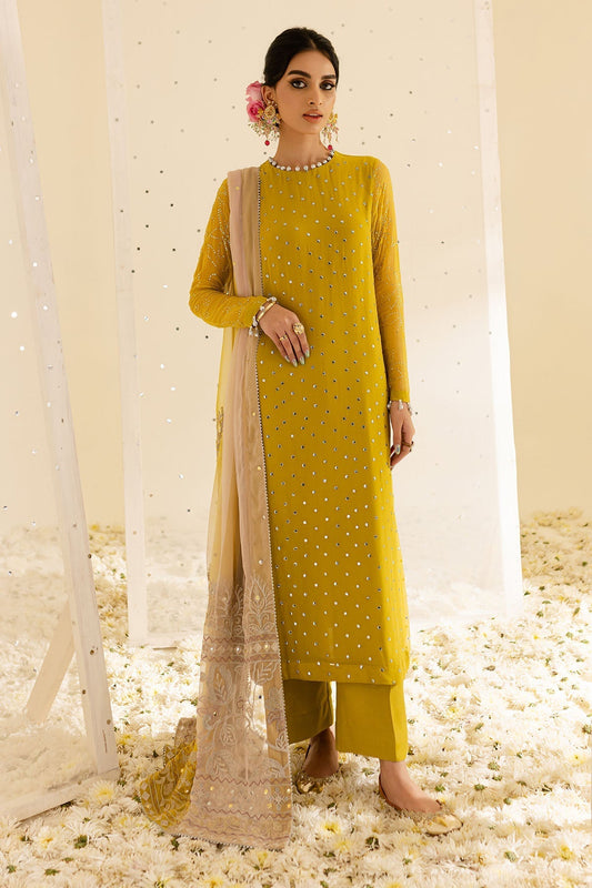 Nureh | Mukeshkari Formals | MK-08 XS Lime Yellow Chiffon