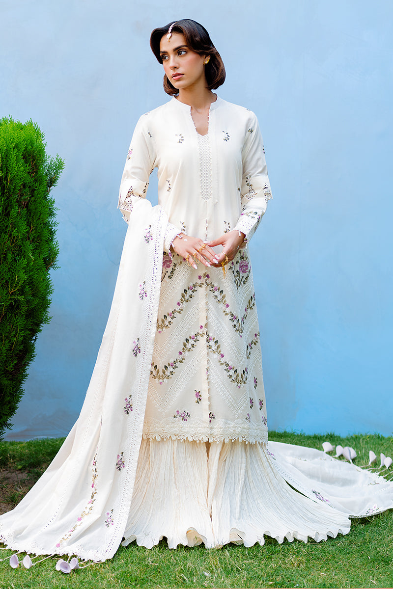Cross Stitch | Eid Lawn Edit 25 | PETAL PARADISE XS White Lawn