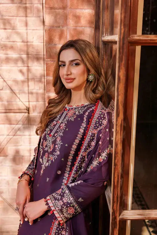 Farasha | Kaavish Lawn 24 | SHADOW BERRY - Pakistani Designer Dress - by Farasha | Type: Luxury - 100% Original at Saira Sultan