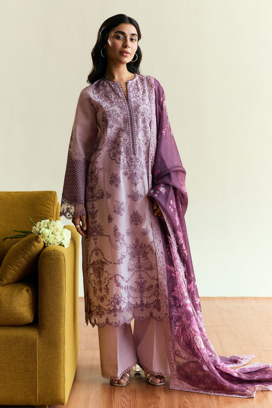 Zara Shahjahan | Coco Eid Edit |Quince-D5 XS Lilac Gray Lawn