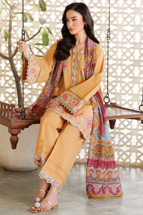 Farasha | Summer Weaves Embroidered Lawn | Golden Bloom Custom Size Pale Yellow Lawn