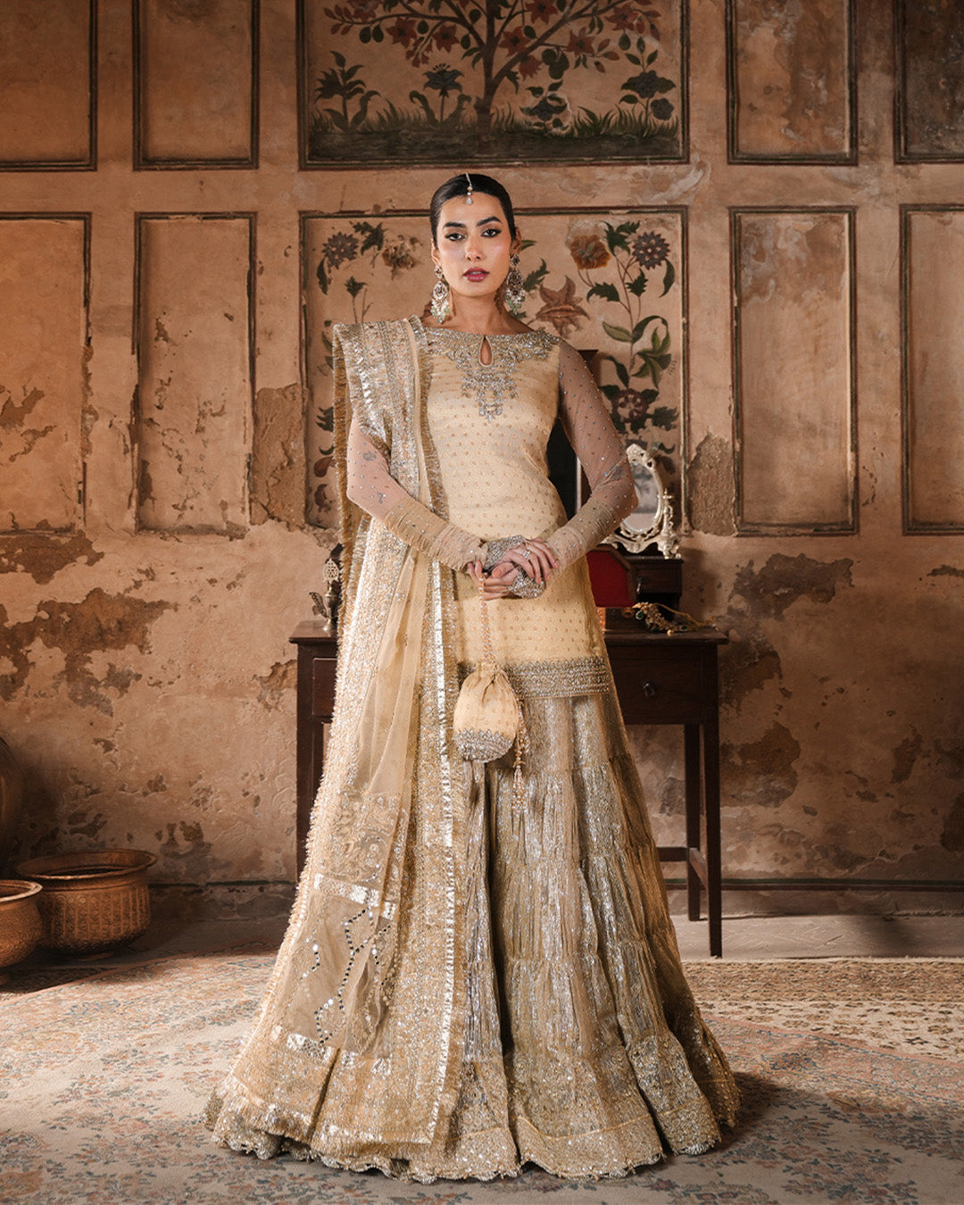 Faiza Saqlain | Zimmal Formals | Camillie XS Gold Kundan Zari