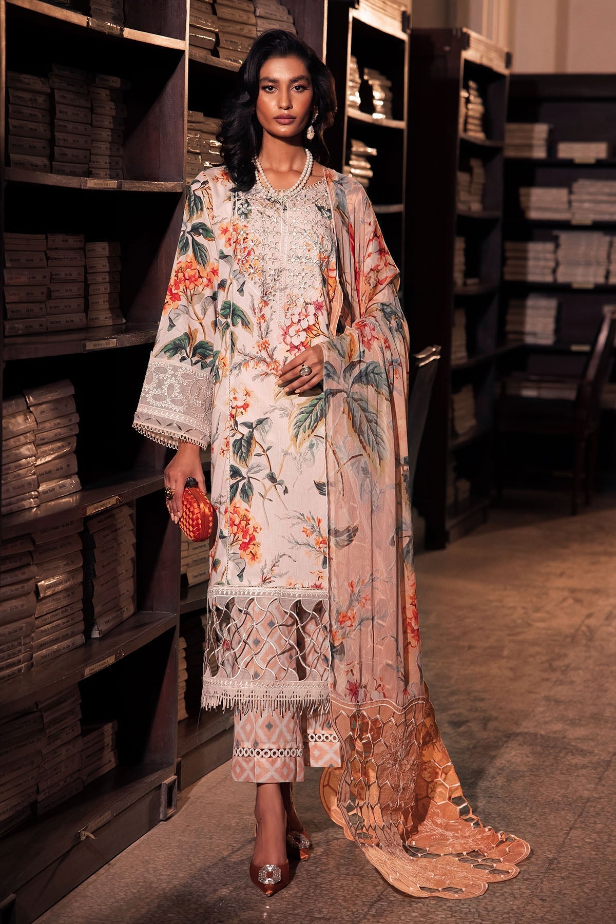 Nureh | Glam Girl Lawn | GL-13 XS Pale Peach Lawn