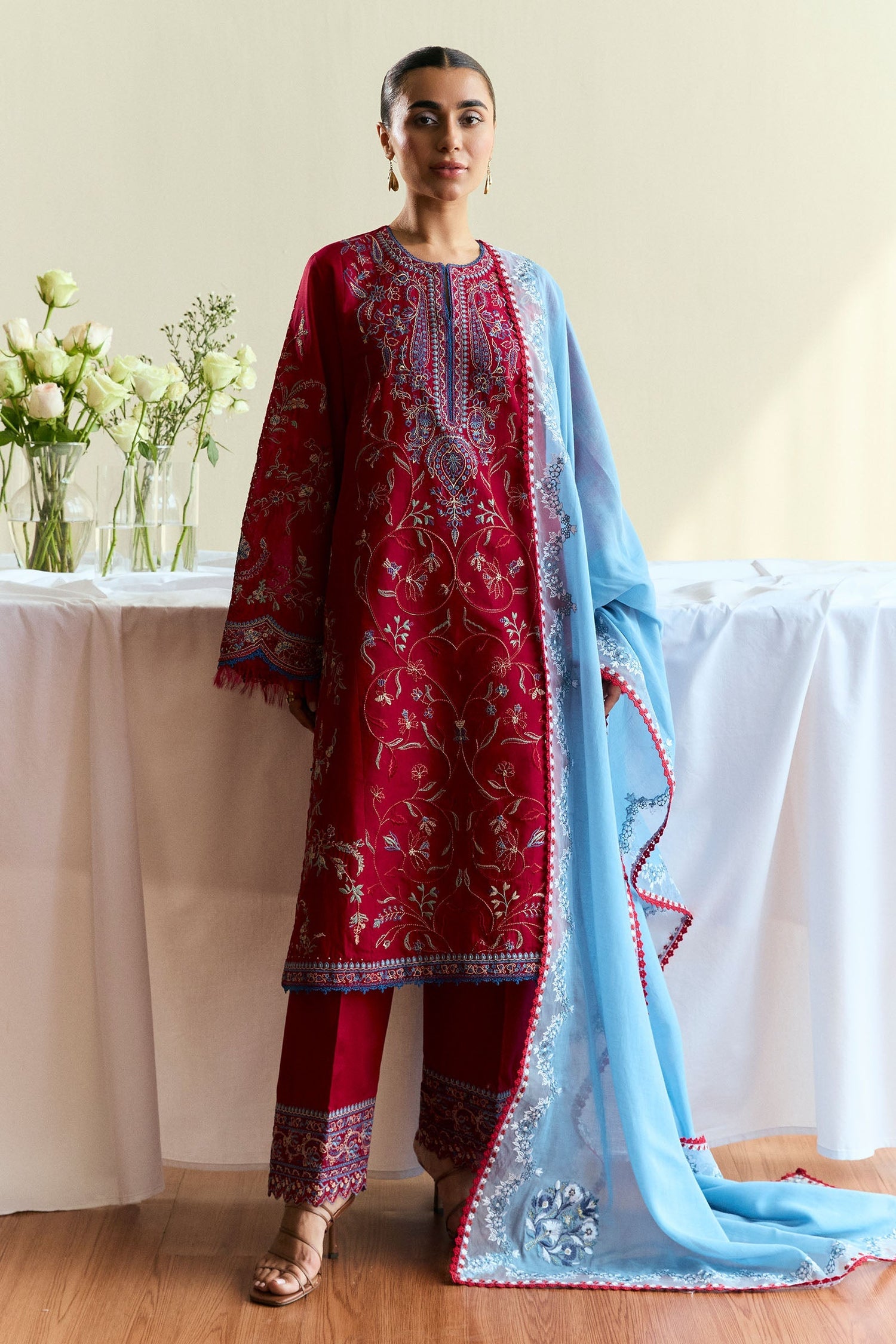 Zara Shahjahan | Coco Eid Edit | Opal-D1 XS Redish Pink Lawn