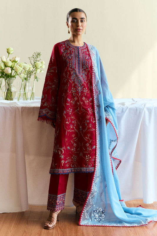 Zara Shahjahan | Coco Eid Edit | Opal-D1 XS Redish Pink Lawn