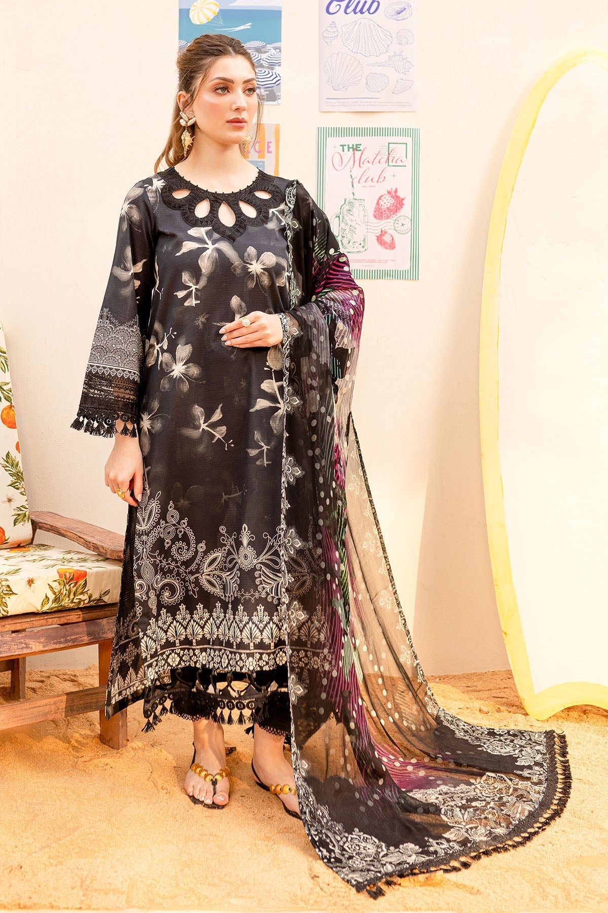 Nureh | Gardenia Lawn 25 |NSG-185 L Black Lawn