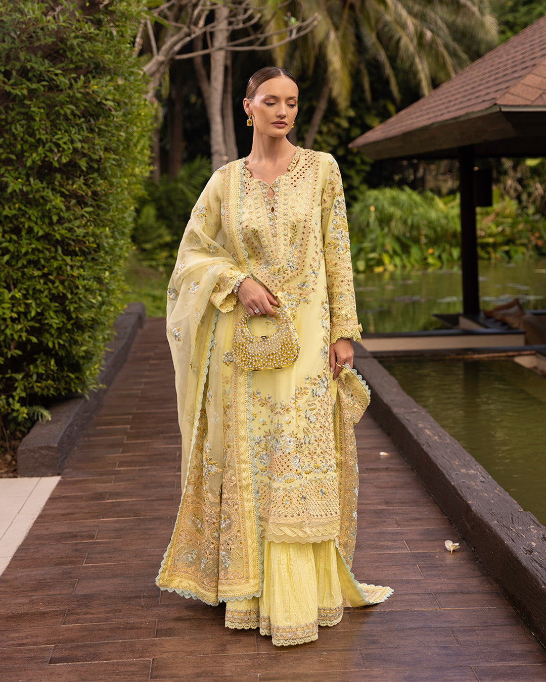 Faiza Saqlain | Zinnia Lawn 25 | Azalea XS Lemon Yellow Lawn