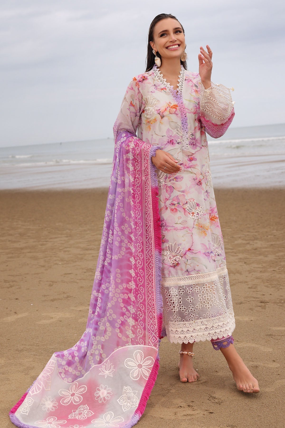 Nureh | Gardenia Embroidered Lawn 25 | NSG-172 XS Ivory Lawn