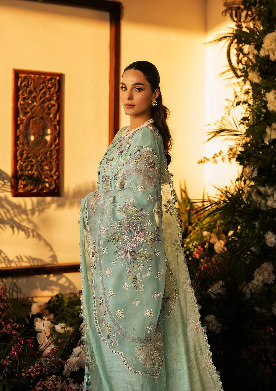 Kahf Premium | Luxury Lawn 25 | KLR-10 Elva XL Sky Blue Lawn