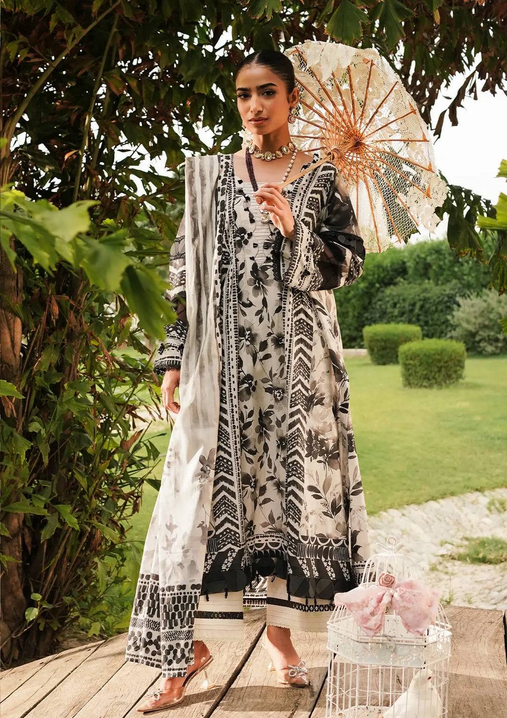 Elaf Premium | Printed Collection 24 | EEP-07B - Black Blossom - Pakistani Designer Dress - by Elaf Premium | Type: Casuals - 100% Original at Saira Sultan