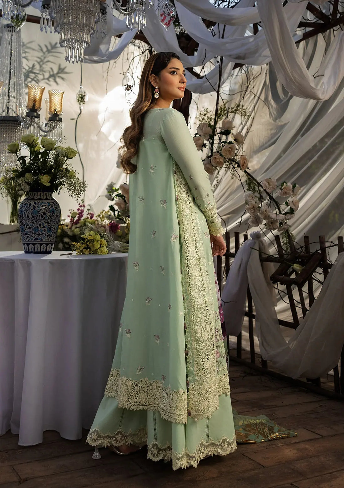 Kahf Premium | Luxury Lawn 25 | KLR-05 Nora S Mint Green Lawn
