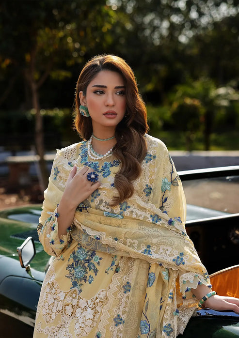 Kahf Premium | Luxury Lawn 25 | KLR-03 Sasha M Lemon Yellow Lawn