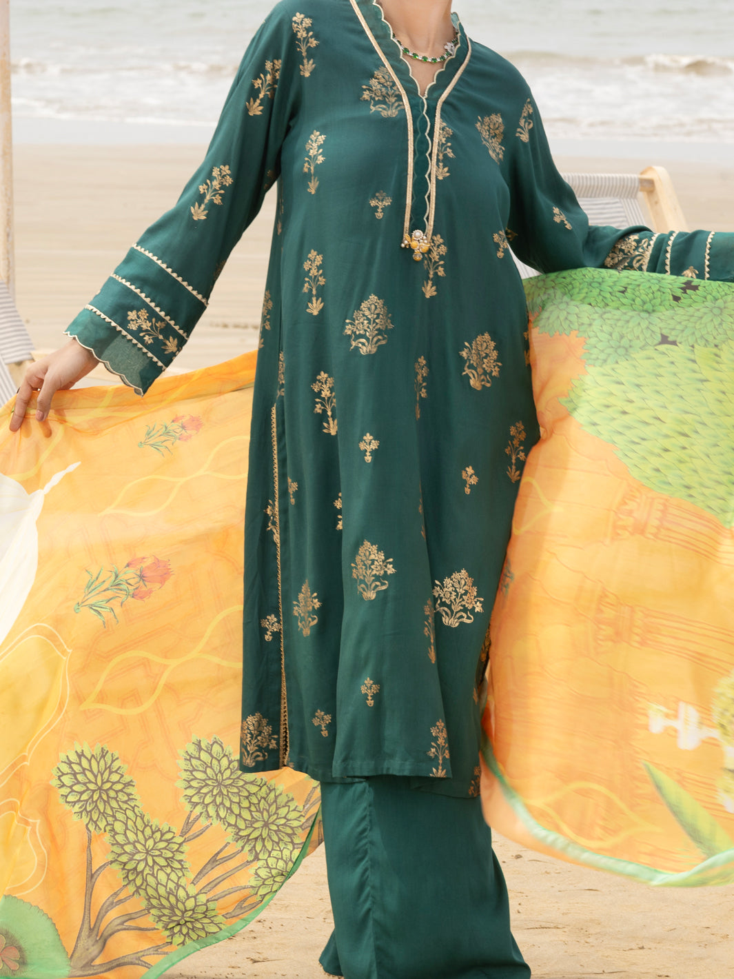 Almirah | Traditional Tale | ALP-3PS-2043 XS Teal Green Viscose