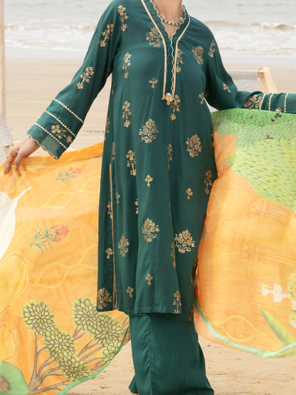 Almirah | Traditional Tale | ALP-3PS-2043 XS Teal Green Viscose