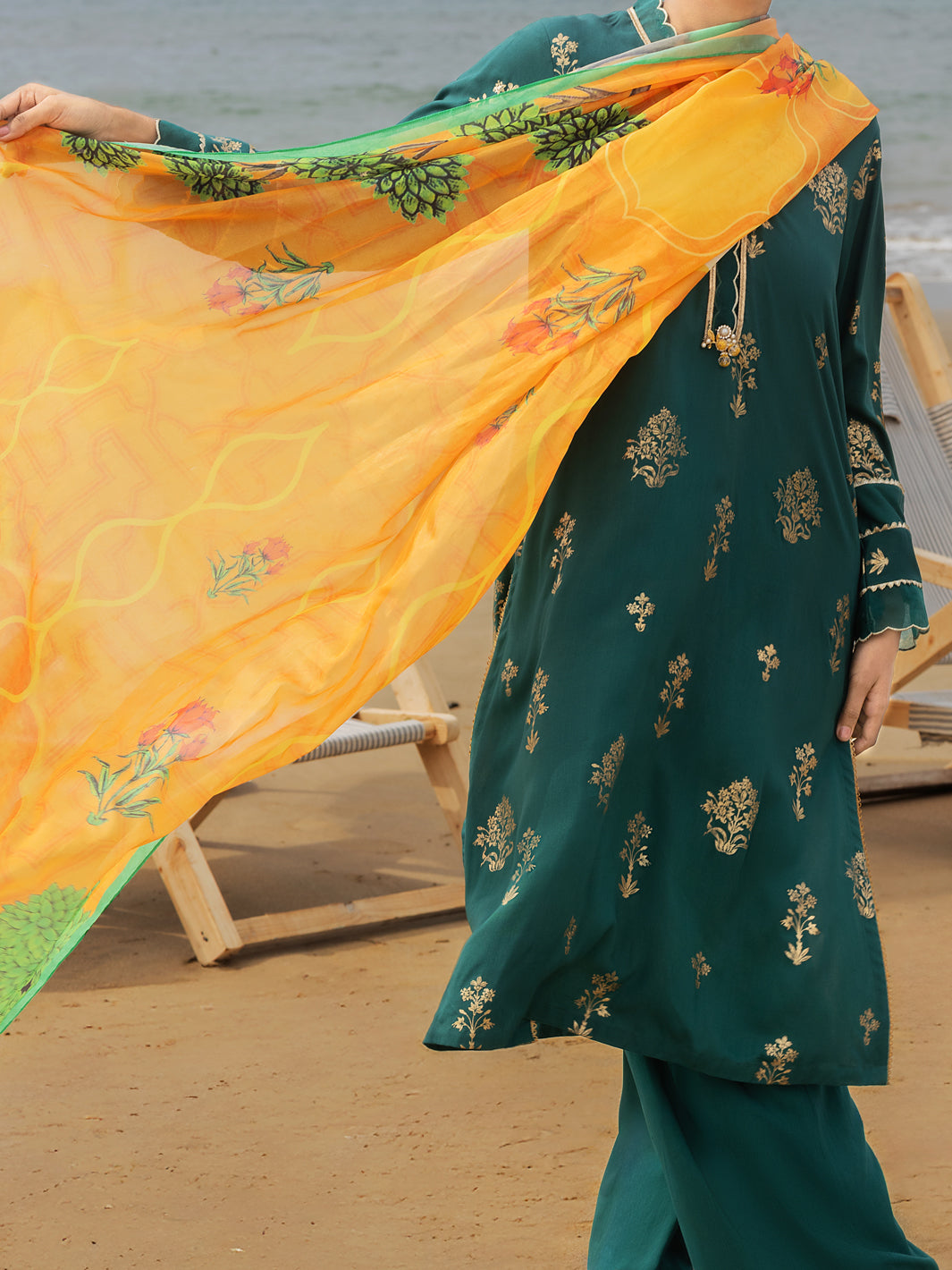 Almirah | Traditional Tale | ALP-3PS-2043 L Teal Green Viscose