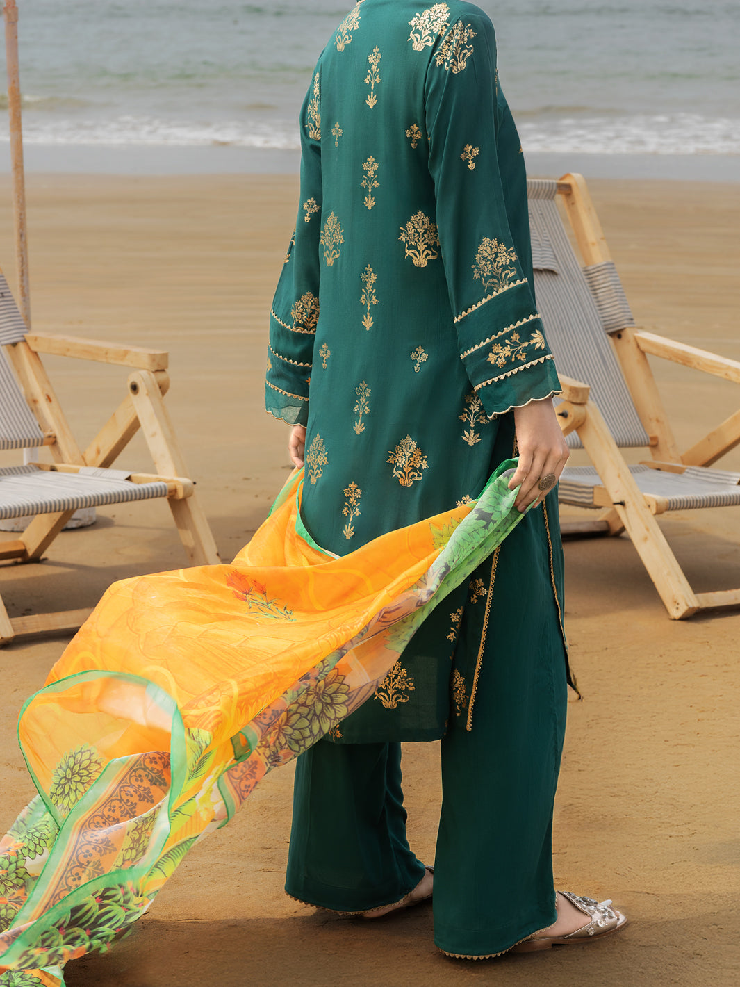 Almirah | Traditional Tale | ALP-3PS-2043 S Teal Green Viscose