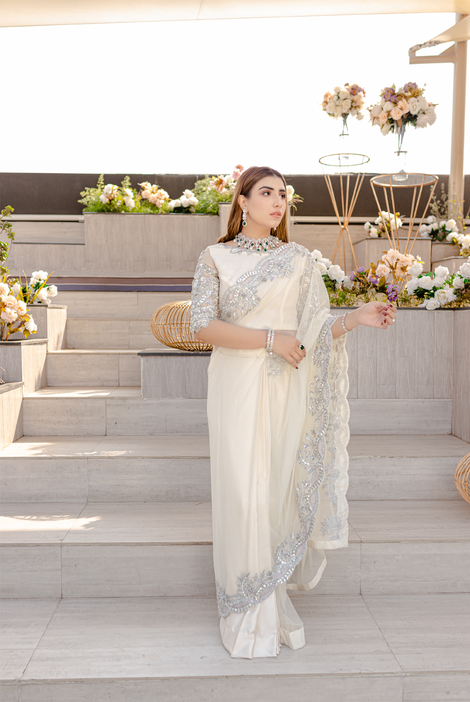 Ayesha and Usman | Celestial Night | Fleurine XL White Organza