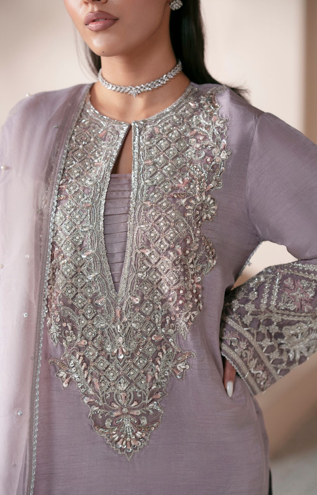 Ajr Couture | Symphony Luxe Festive 25 | Celestia L Light Lavender Korean Raw Silk