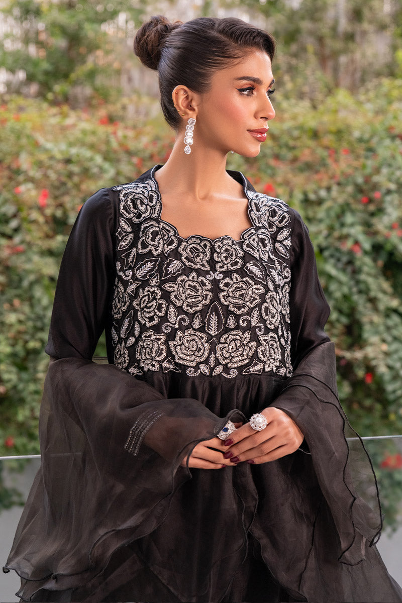 Chic Ophicial | Celenia Pret | Elegant Black Kalidar M Black Pure Sheesha Silk