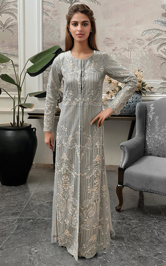 Threads and Motifs | Formal Dresses 25 | Net Embroidered Jacket - Pakistani Designer Dress - by Threads and Motifs - Type : Ladies Clothes - 100% Original at Saira Sultan