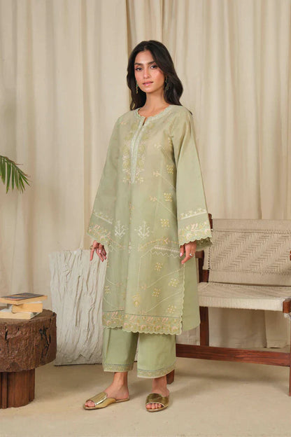 Noor by Saadia Asad | Noor Pret 25 | D4 - Muted Green - Pakistani Designer Dress - by Noor by Saadia Asad - Type : Ladies Clothes - 100% Original at Saira Sultan