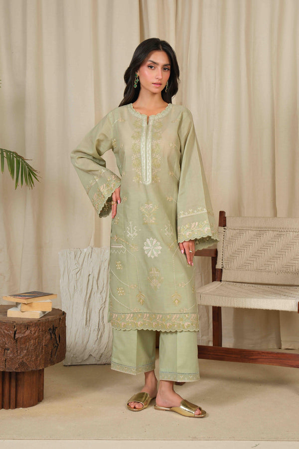 Noor by Saadia Asad | Noor Pret 25 | D4 - Muted Green - Pakistani Designer Dress - by Noor by Saadia Asad - Type : Ladies Clothes - 100% Original at Saira Sultan