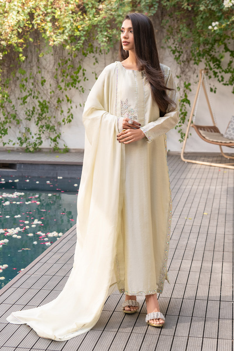 Chic Ophicial | Celenia Pret | Lime Yellow Custom Size Ivory Zari Khadi