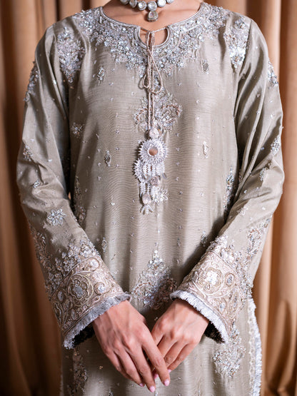 Faiza Faisal | Rema Wedding Formals 24 | Kiran L Gray Raw Silk