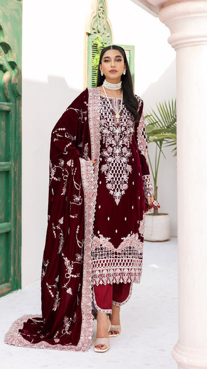 Zebtan | Andaz e Makhmal | ZAM-06 XS Maroon Velvet