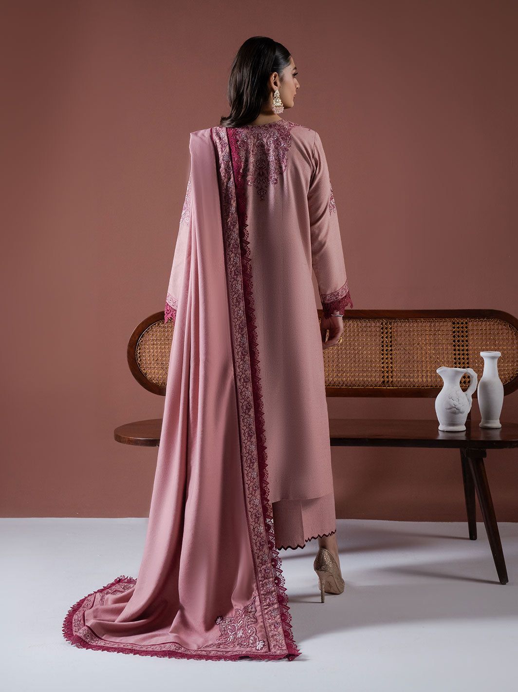 Faiza Faisal | Winter Edit 2024 | LEENA S Rose Pink Karandi