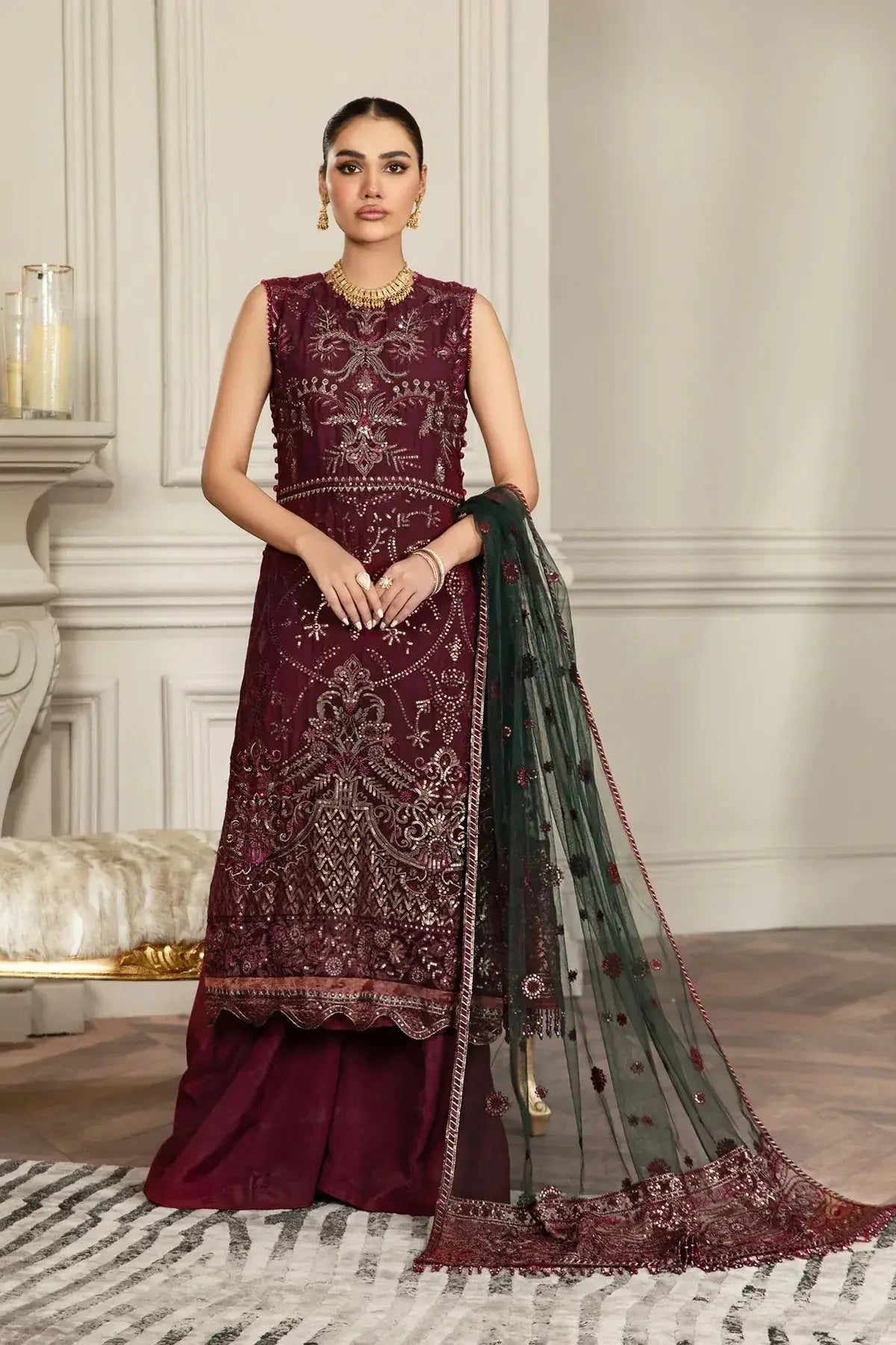 Zarif | Mehroz Formals | Berry Wood - Pakistani Designer Dress - by Zarif | Type: Formal - 100% Original at Saira Sultan