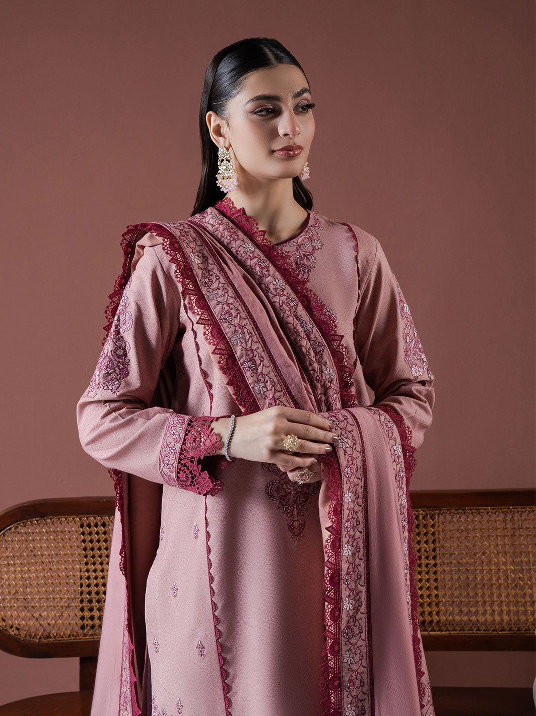 Faiza Faisal | Winter Edit 2024 | LEENA L Rose Pink Karandi