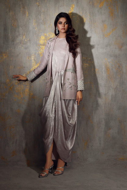 Wardha Saleem | Luxury Pret Fusion Wear | VIVIEN XS Lilac Korean Silk