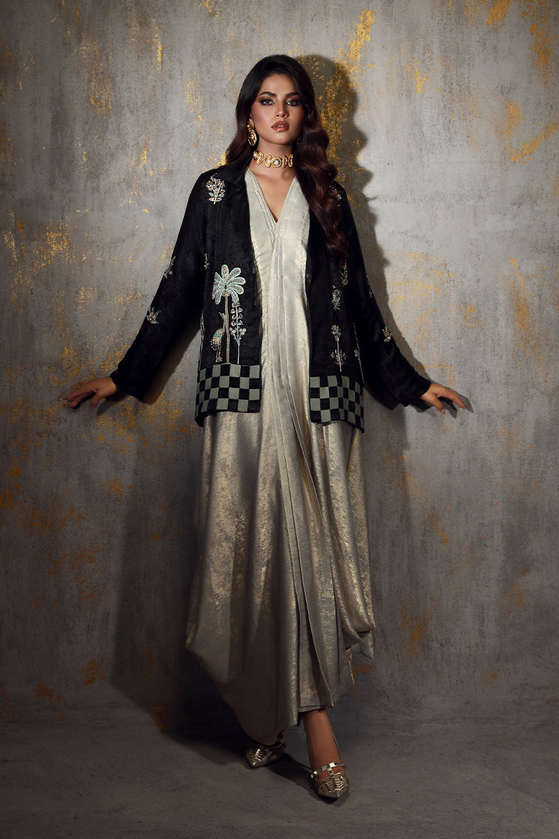 Wardha Saleem | Luxury Pret Fusion Wear | CYLA XS Ice Blue Velvet Silk