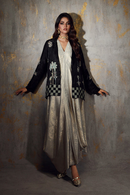 Wardha Saleem | Luxury Pret Fusion Wear | CYLA XS Ice Blue Velvet Silk