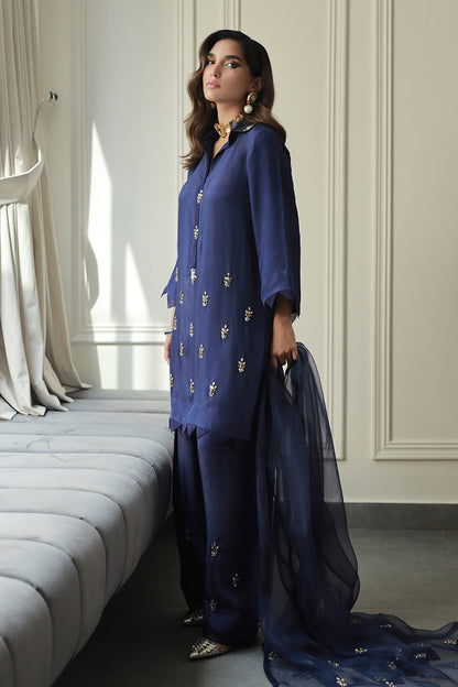 Wardha Saleem | Luxury Pret Traditional Wear | AMAVI L Royal Blue Crepe Silk
