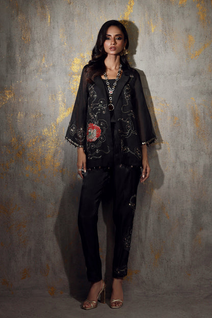 Wardha Saleem | Luxury Pret Fusion Wear | ZAINA XS Black Pure Organza