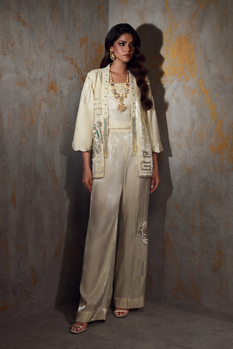 Wardha Saleem | Luxury Pret Fusion Wear | NOEL XS Ivory Lava Silk