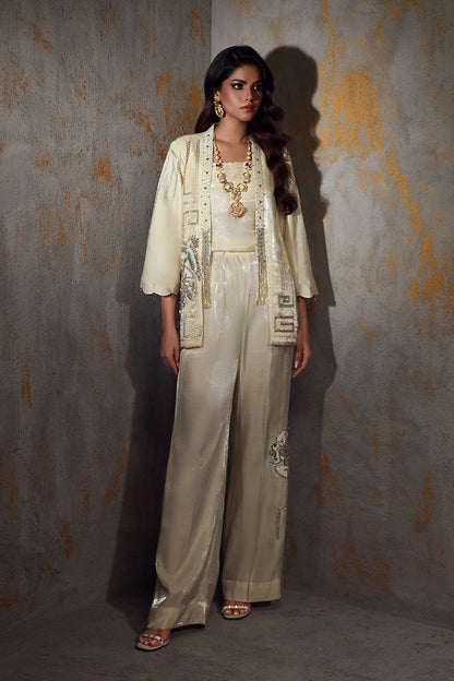 Wardha Saleem | Luxury Pret Fusion Wear | NOEL XS Ivory Lava Silk