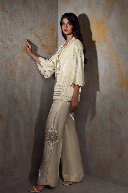 Wardha Saleem | Luxury Pret Fusion Wear | NOEL S Ivory Lava Silk